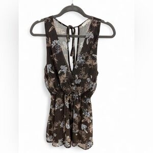 Final Touch Brown Floral V-Neck Tie-Back Dress